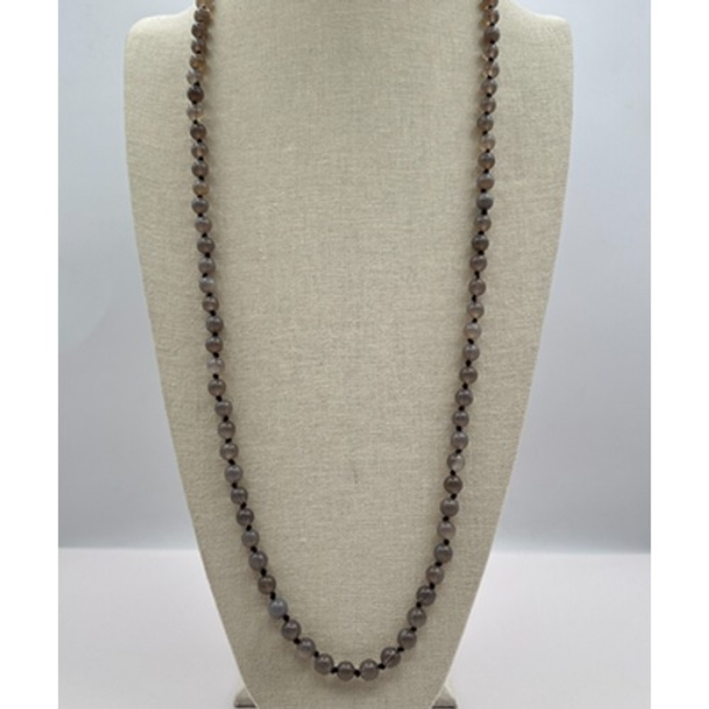 Vintage Y2K Grey Beaded Knotted Necklace Women's Classic Fashion Jewelry